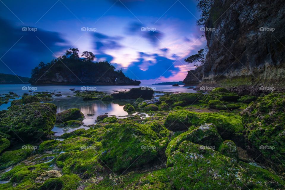 Sunset landscape in Nusa Penida, Bali, Indonesia.