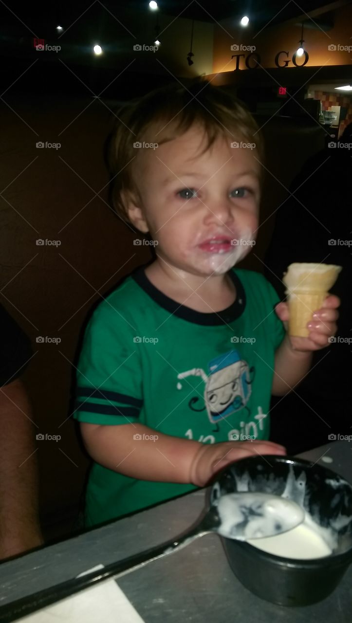 Baby boy with ice cream