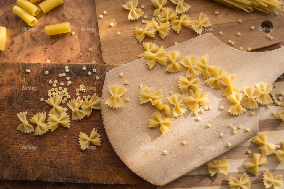 Various types of pasta.