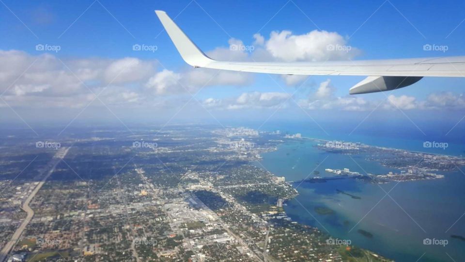 Miami landscape from airplane