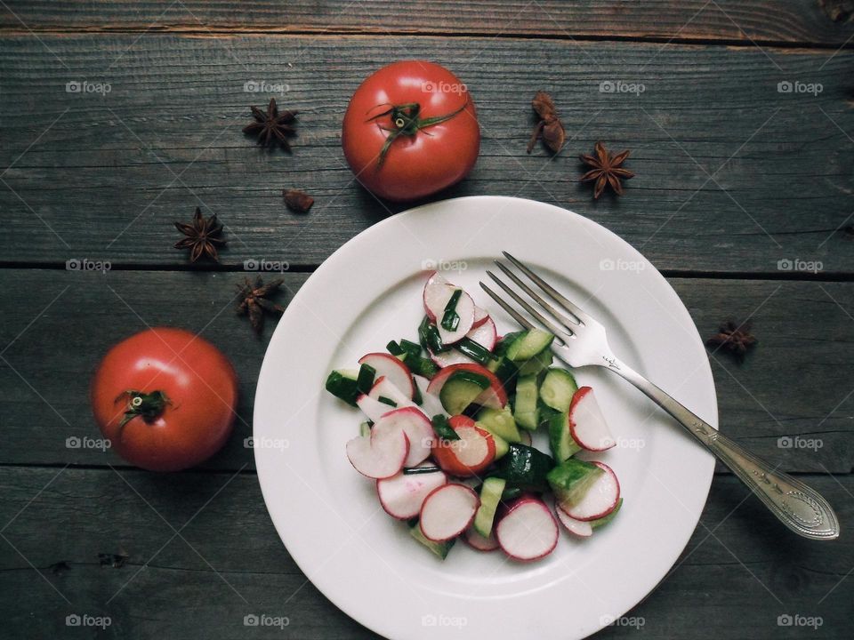 Healthy salad in plate