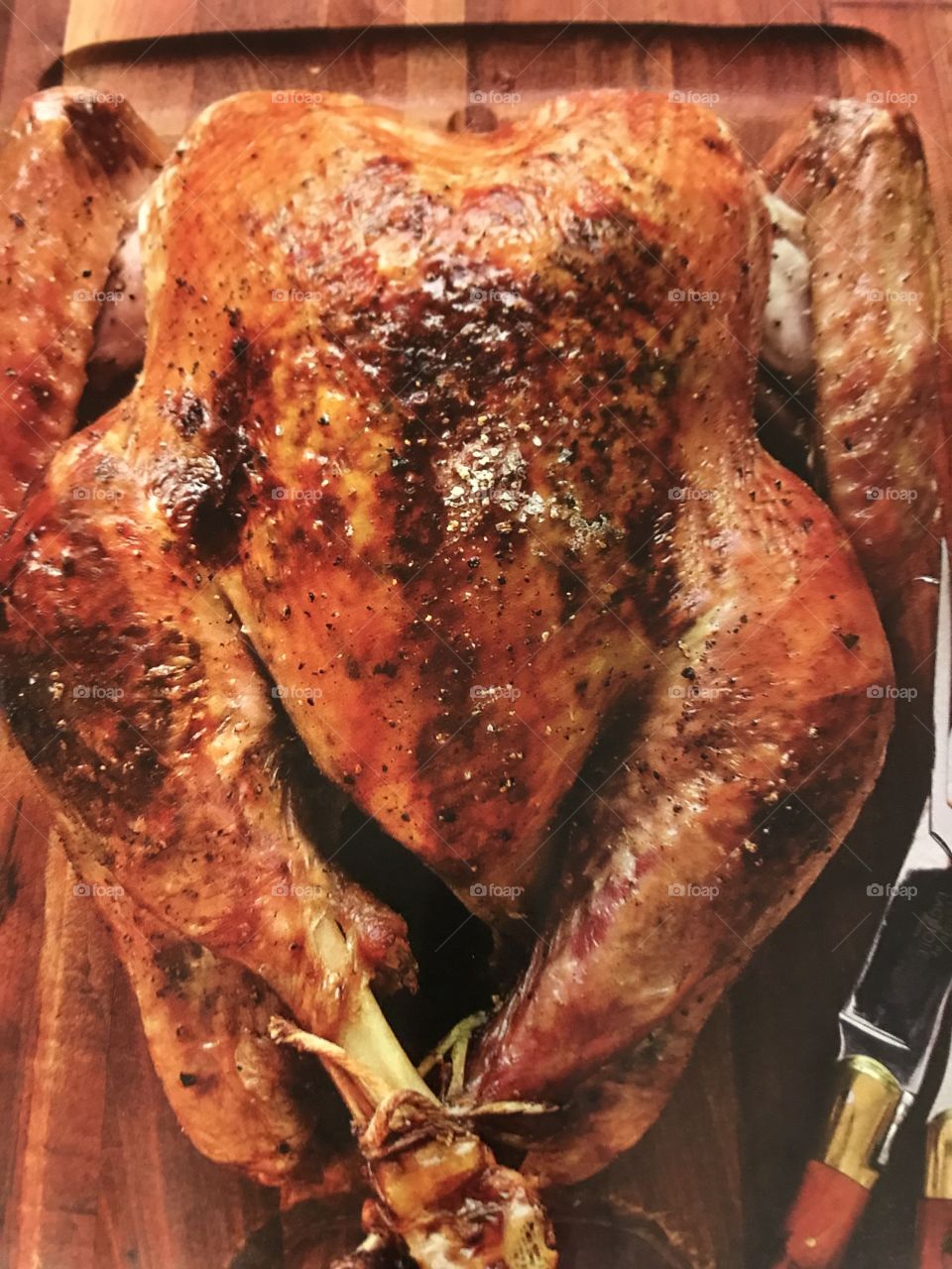 Perfectly roasted Turkey. Perfectly rubbed with fresh herbs and temperature is on point. 