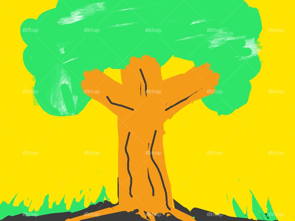 Abstract photo background, big tree