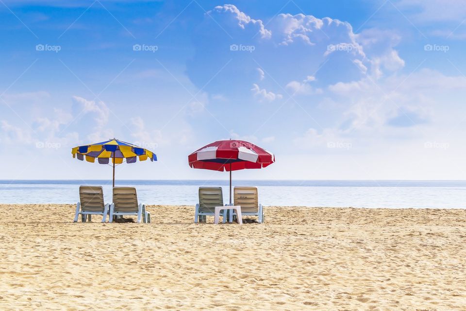 Beach chair and umbrella