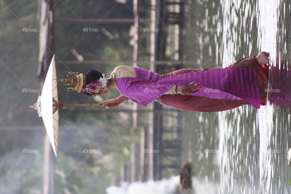 Girl wearing Thai classic dress 
