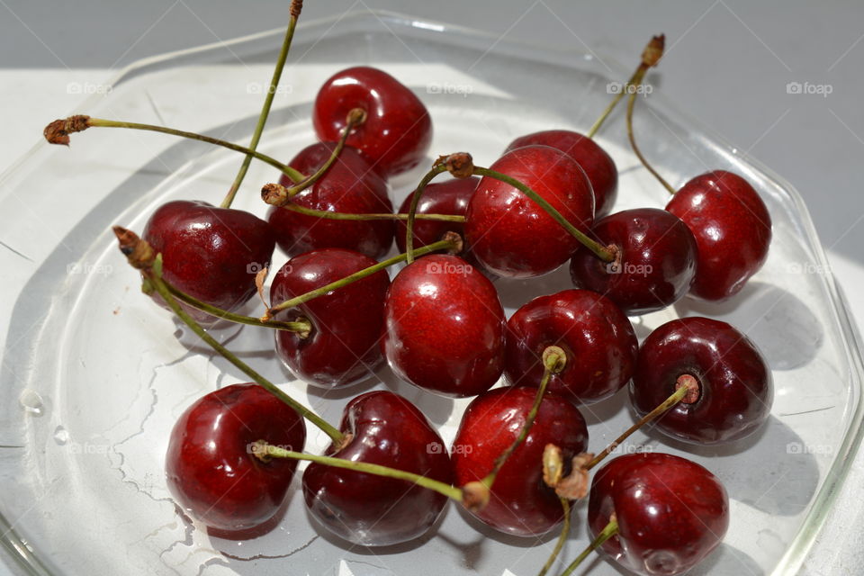 red cherry summer food on a plate