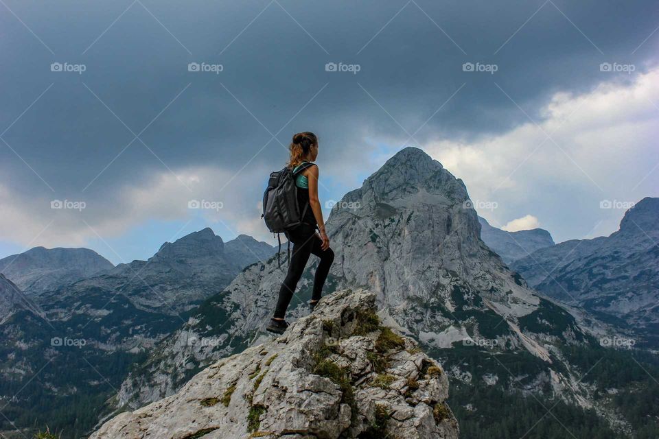 Girl in the mountains. Triglav, Slovenia.