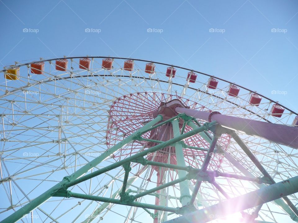 Ferris wheel. . Many colors in Ferris wheel. 