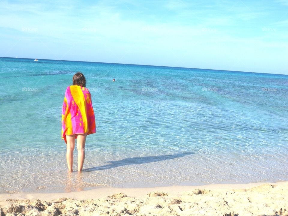 colourful girl on the beach