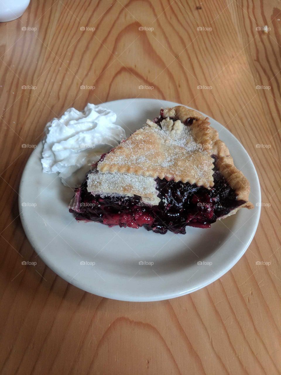 Blackberry Huckleberry Pie Slice at Loula's Cafe in Whitefish, Montana (Near Glacier National Park)