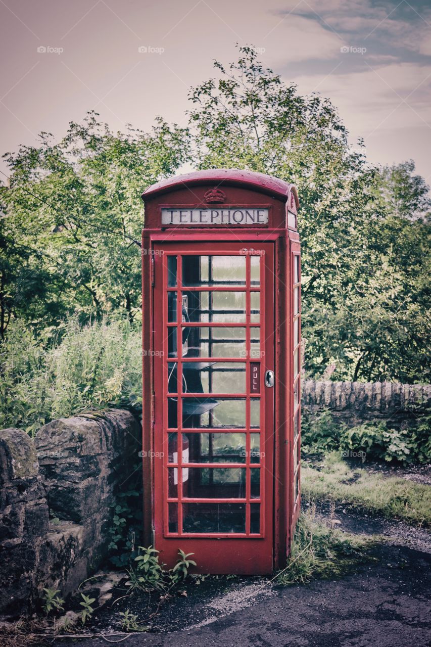 Old fashioned telephone booth