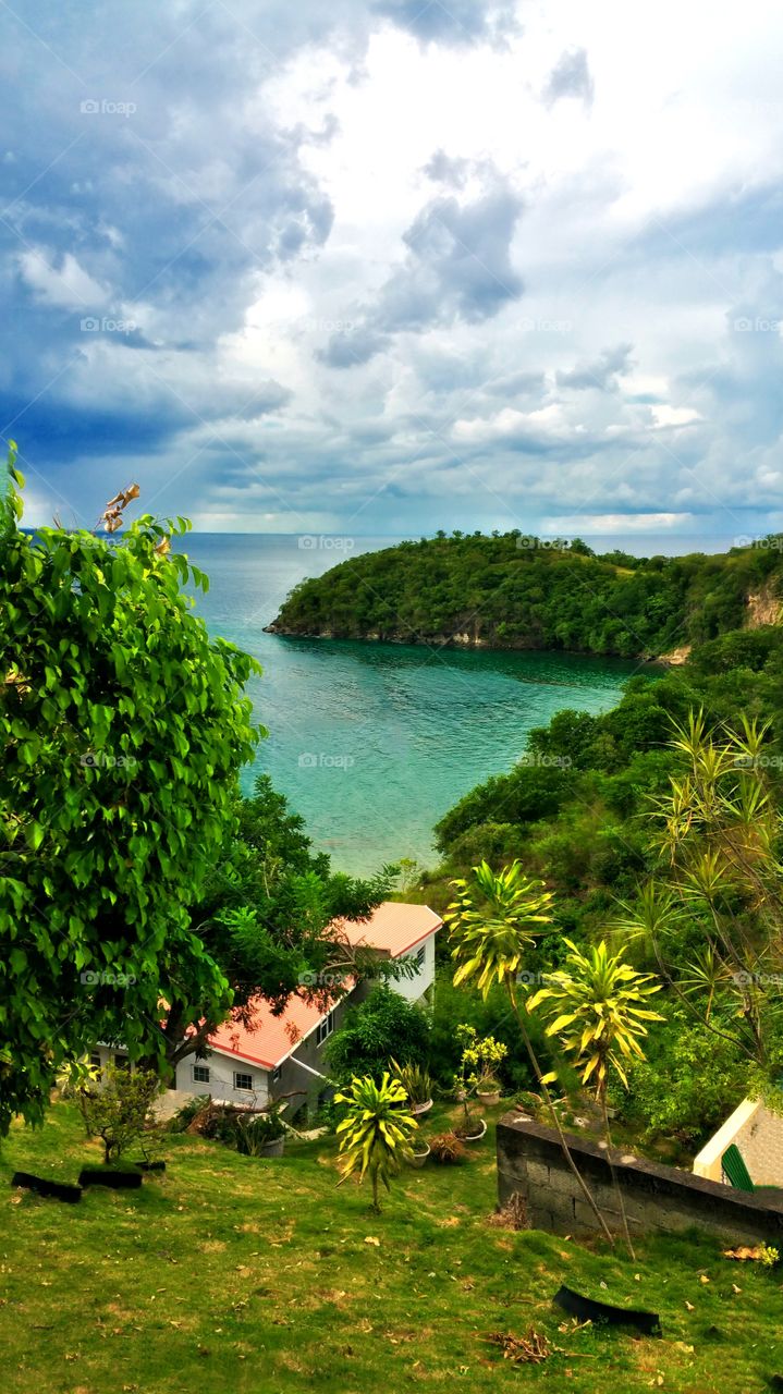 overlooking the beautiful Caribbean sea.. St Lucia
