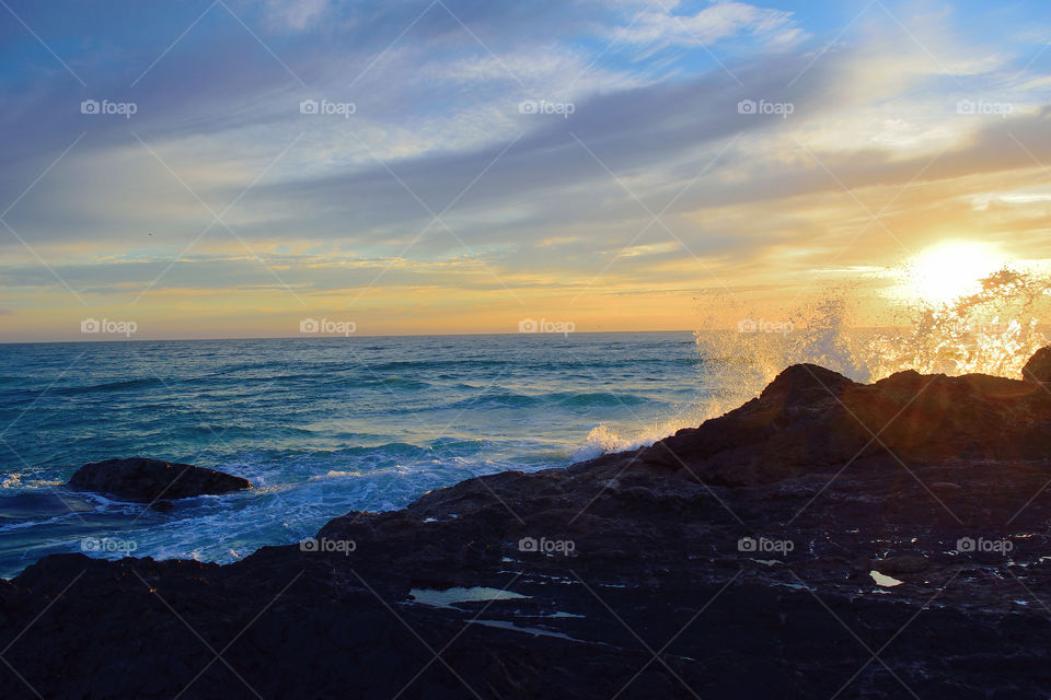 Crashing Waves at Currumbin. An amazing sunrise and managed to get this shot.