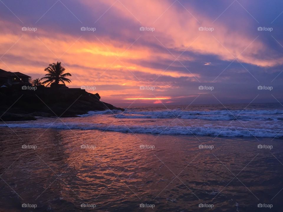 Beautiful sunset on the tropical beach 