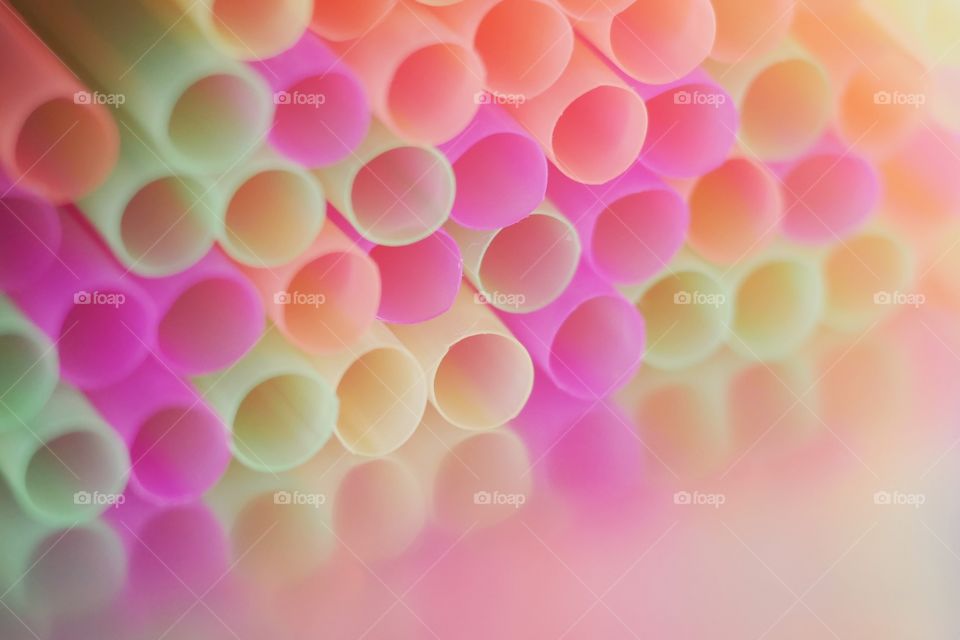 Close up of drinking straws