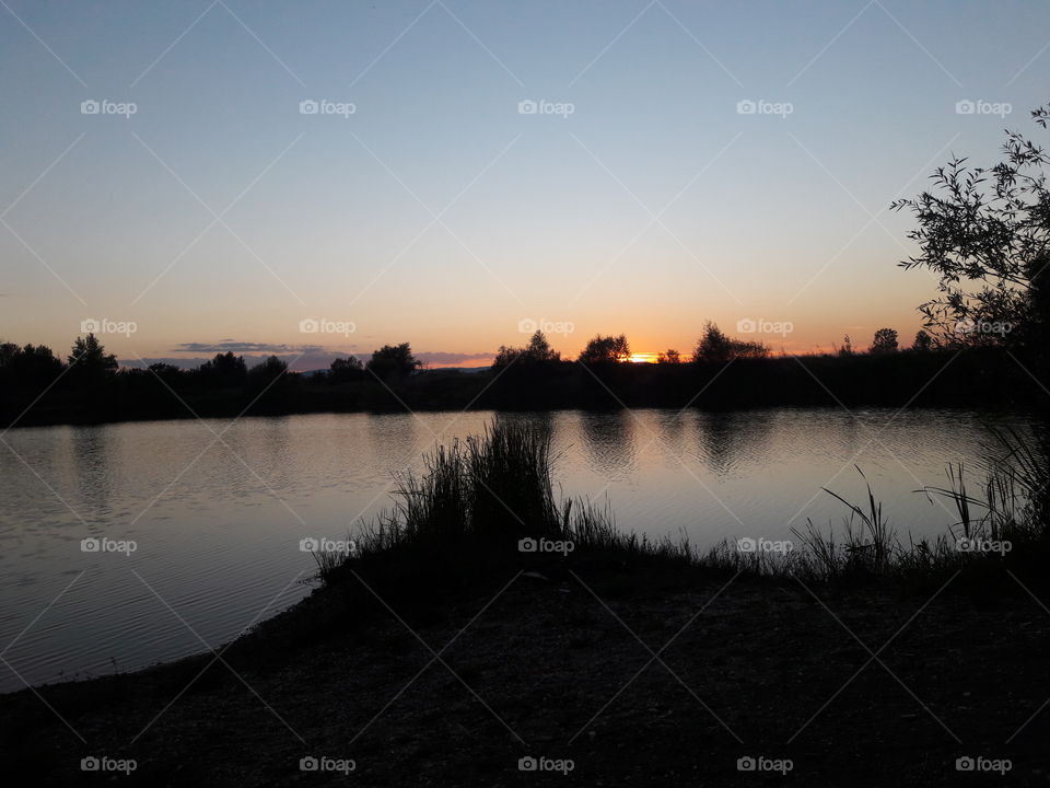 Sunset, lake