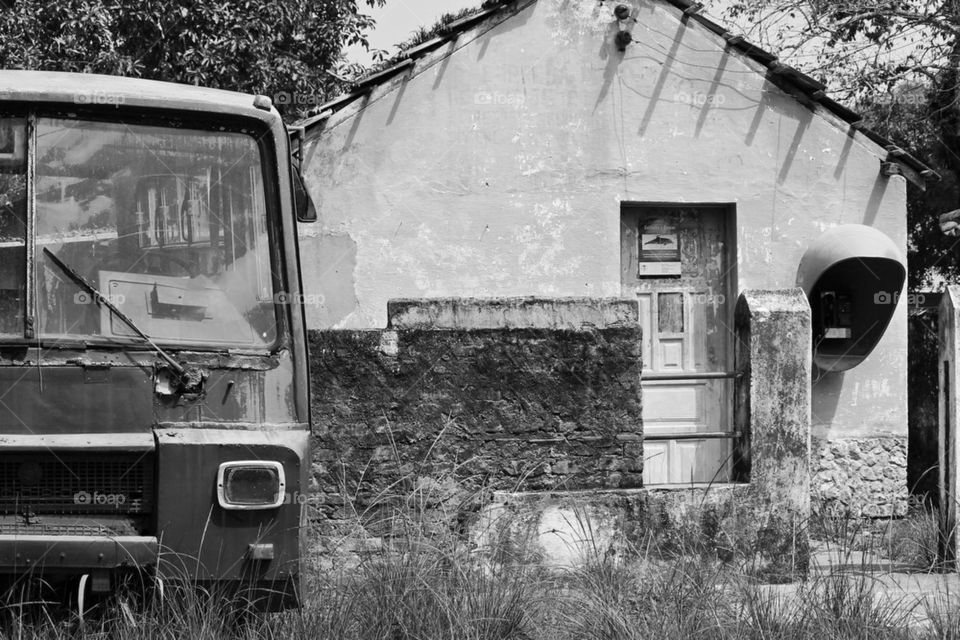 white black bus town by liondb1