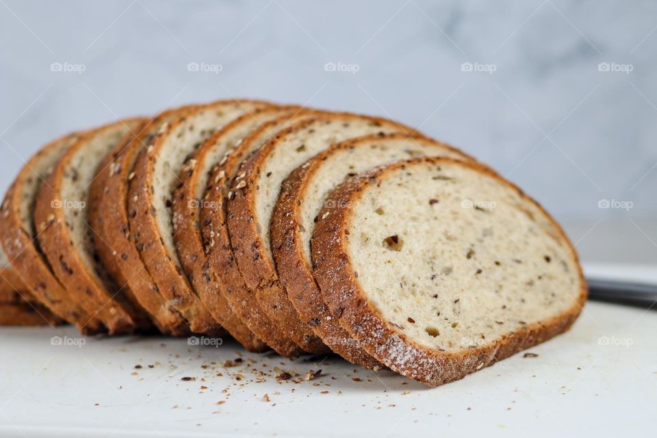 Pieces of fresh homemade cut bread