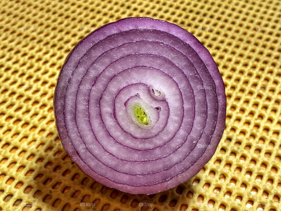 Close up slice of onion.
