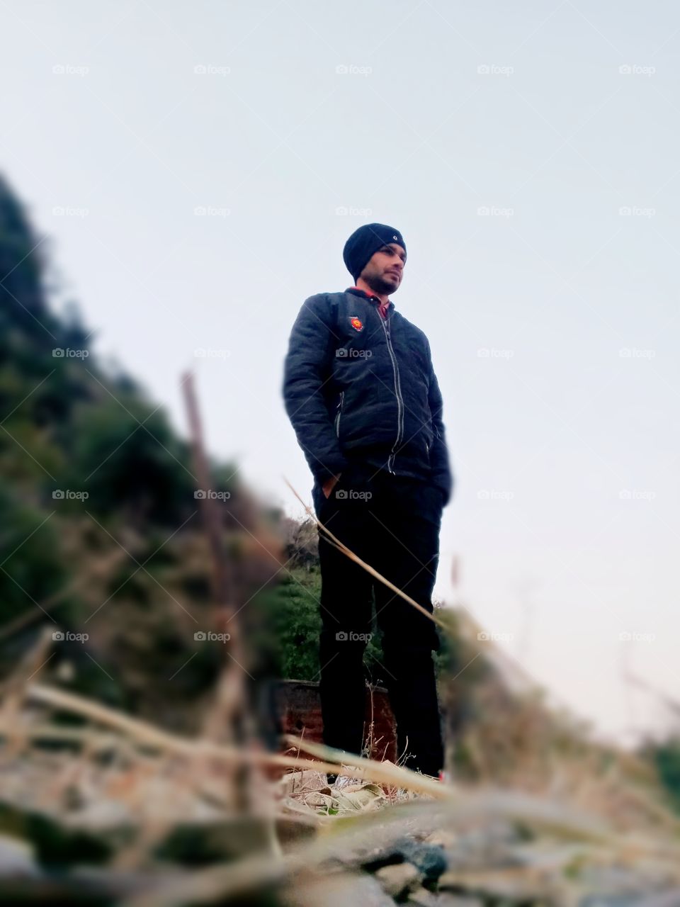 men portate at dark side