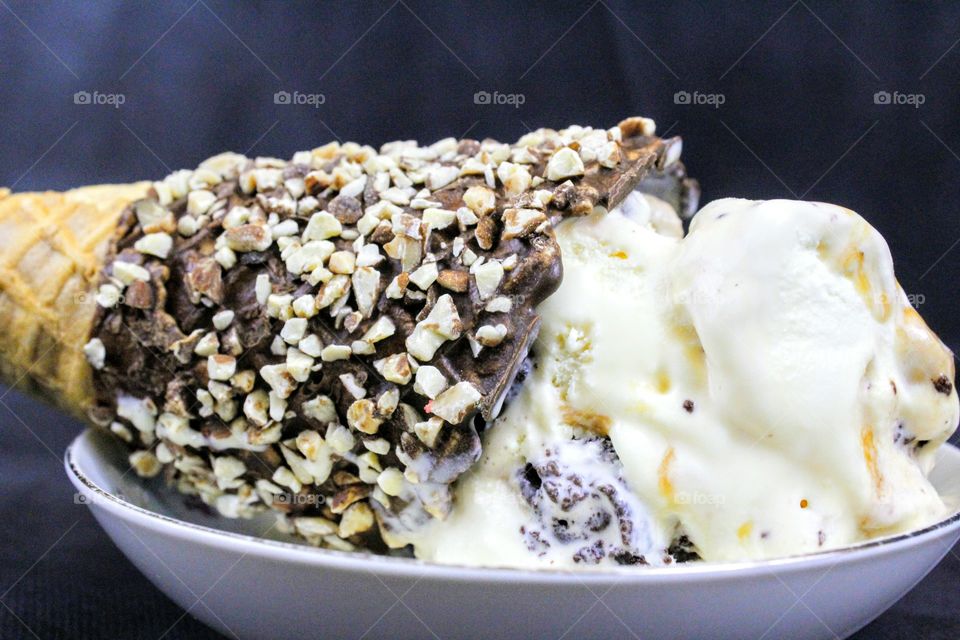 Ice cream in a waffle cone