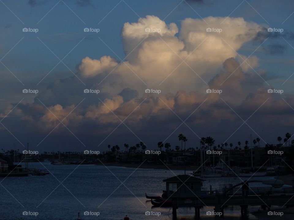 High clouds at sunset over Alamitos Bay