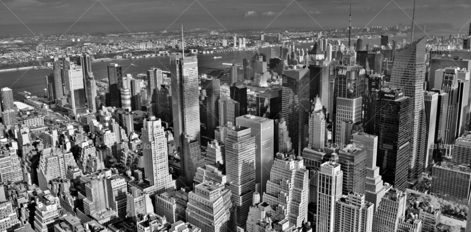Downtown Manhattan Skyscrapers in Black and White