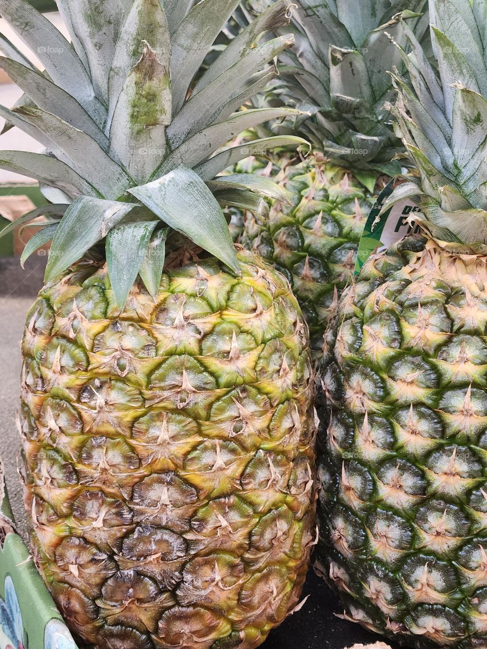 close-up of pineapples from local market