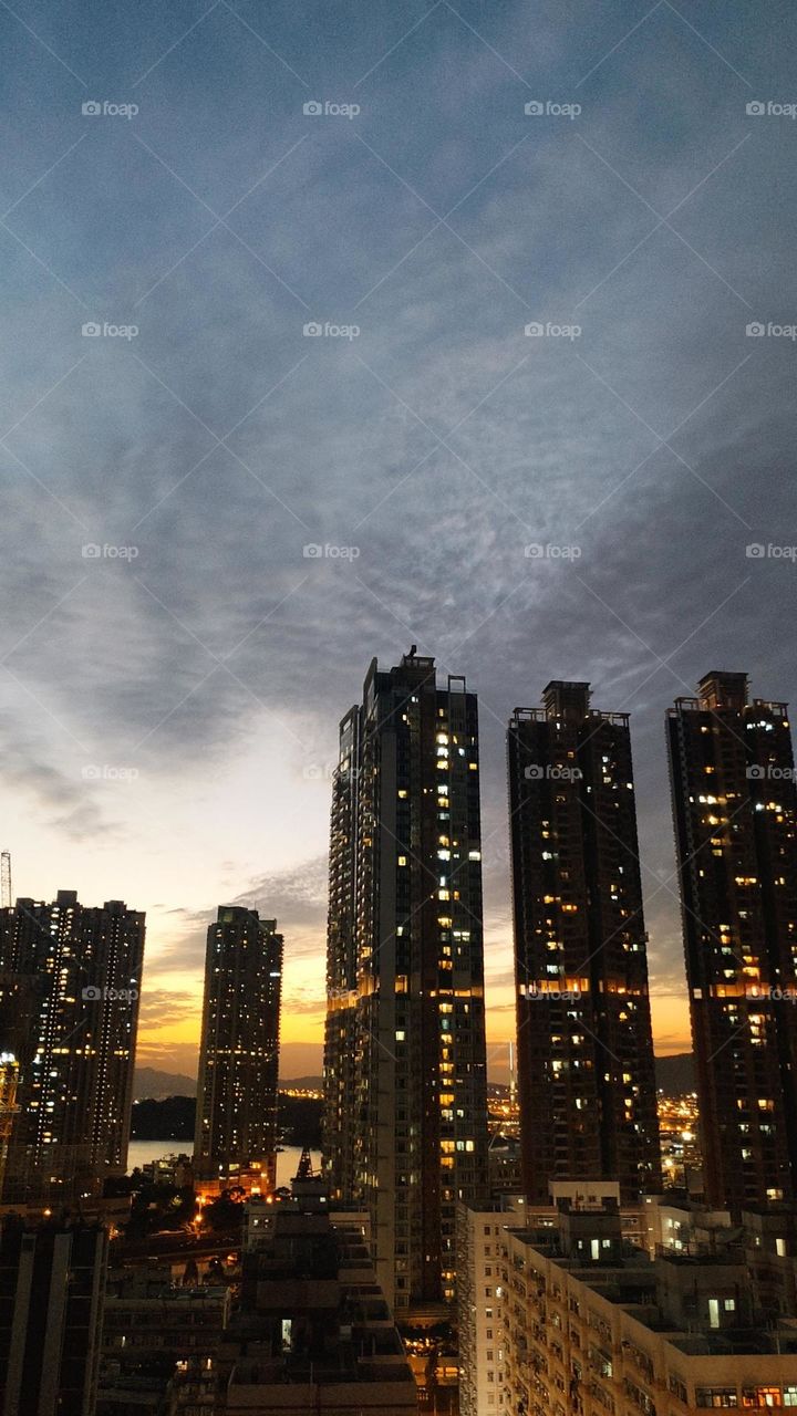 Cloudy sunset Hong Kong