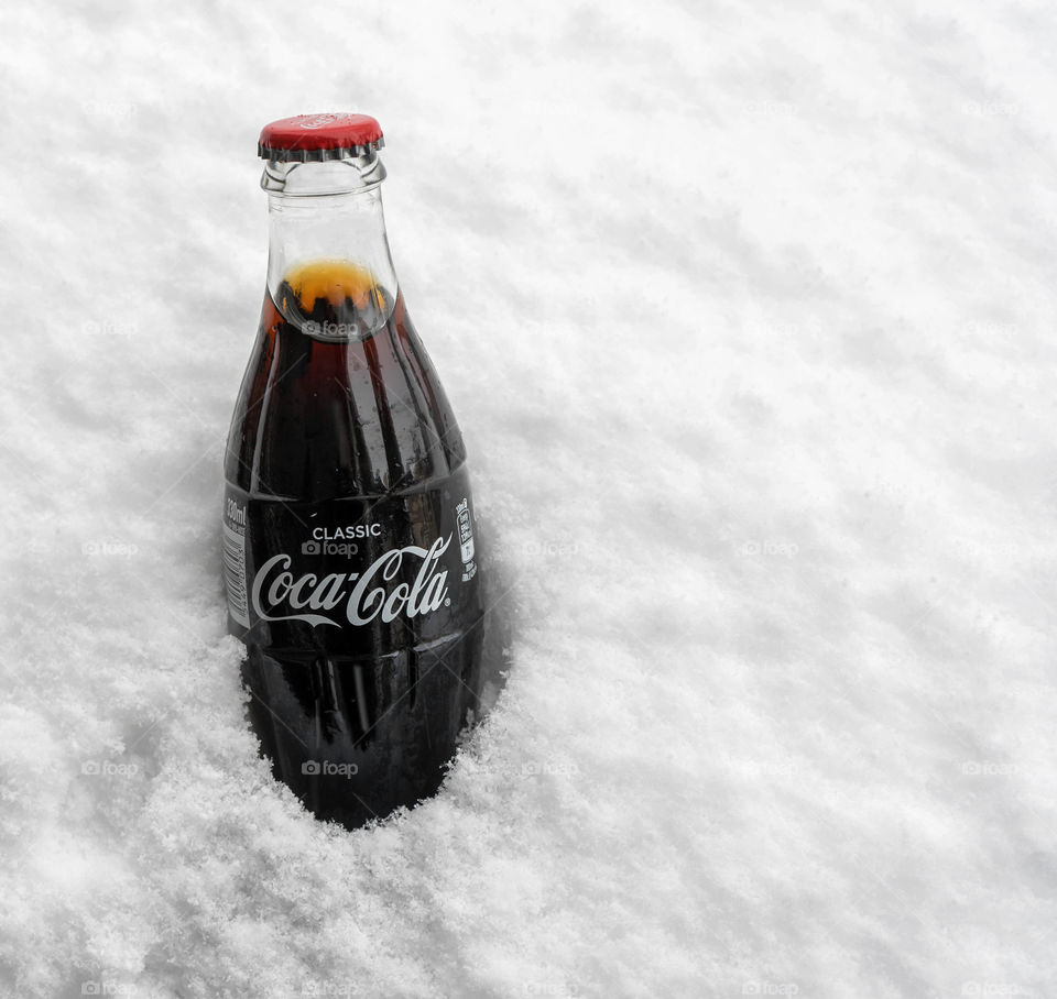 Coca cola in snow