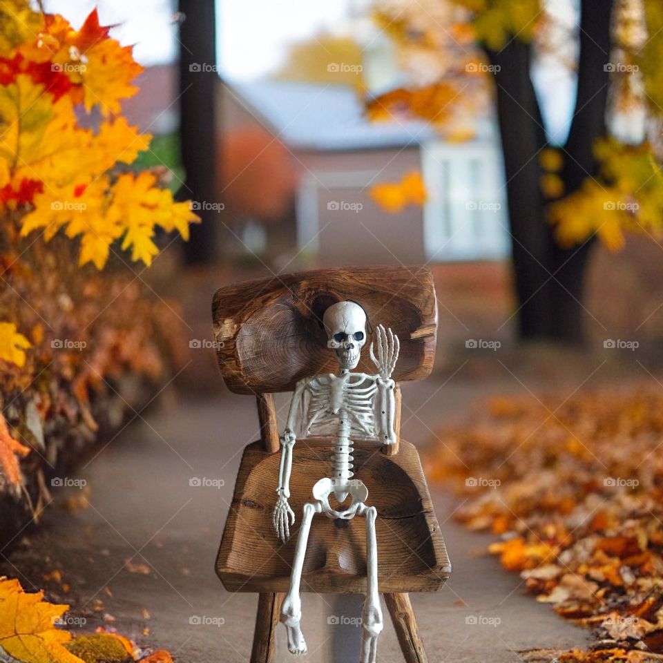 Skeleton on the chair