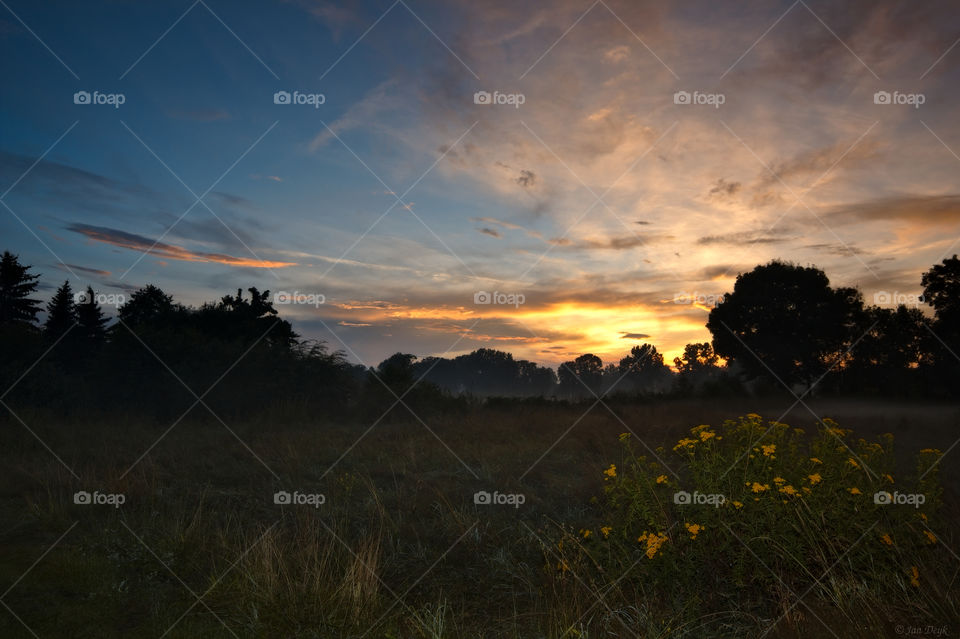 Cloudy sunset. Shot in Chybie, Poland. South of Krakow.