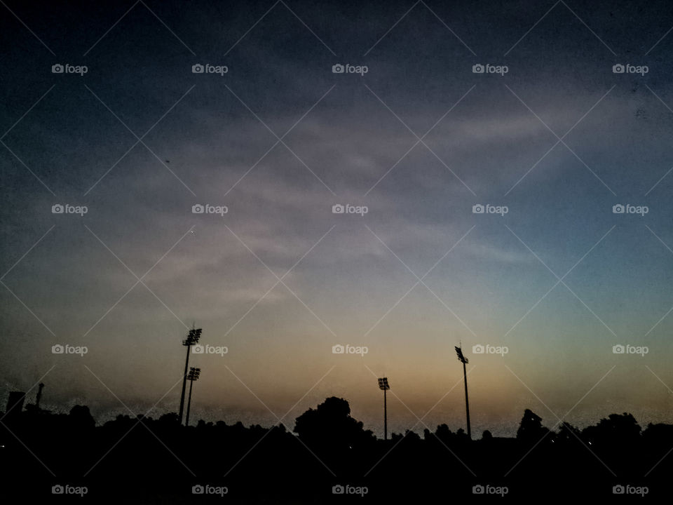 silhouette view of a stadium