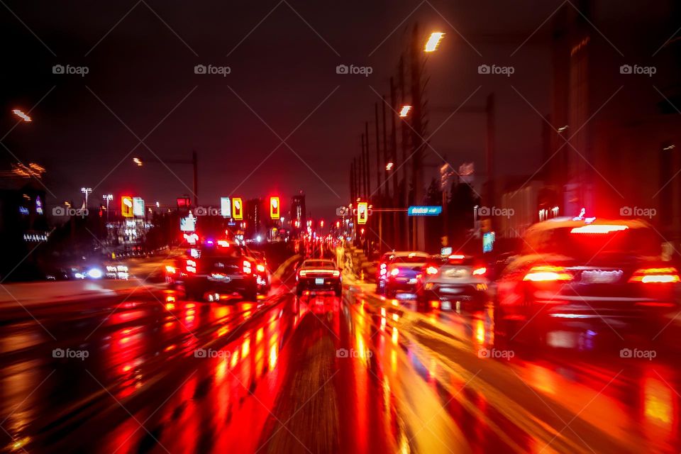 Highway on a rainy night