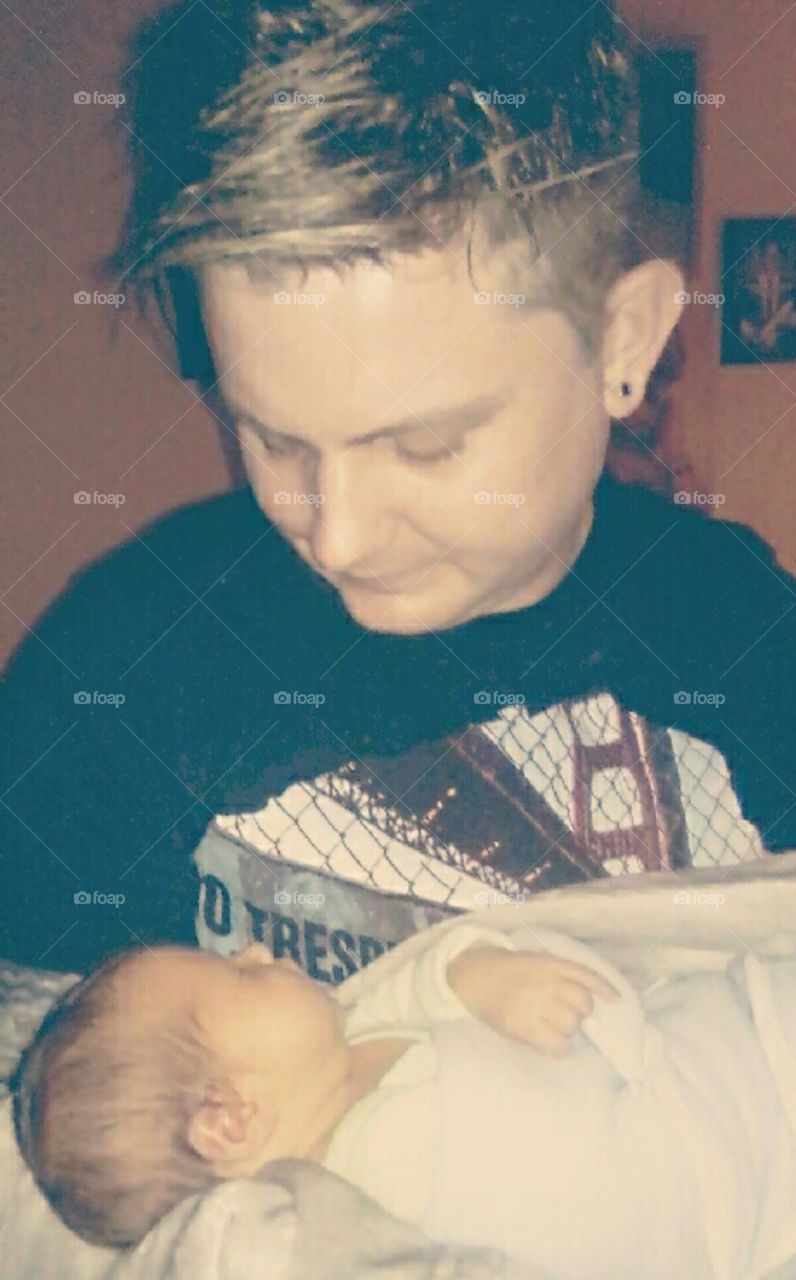 Eyes locked, father and son.