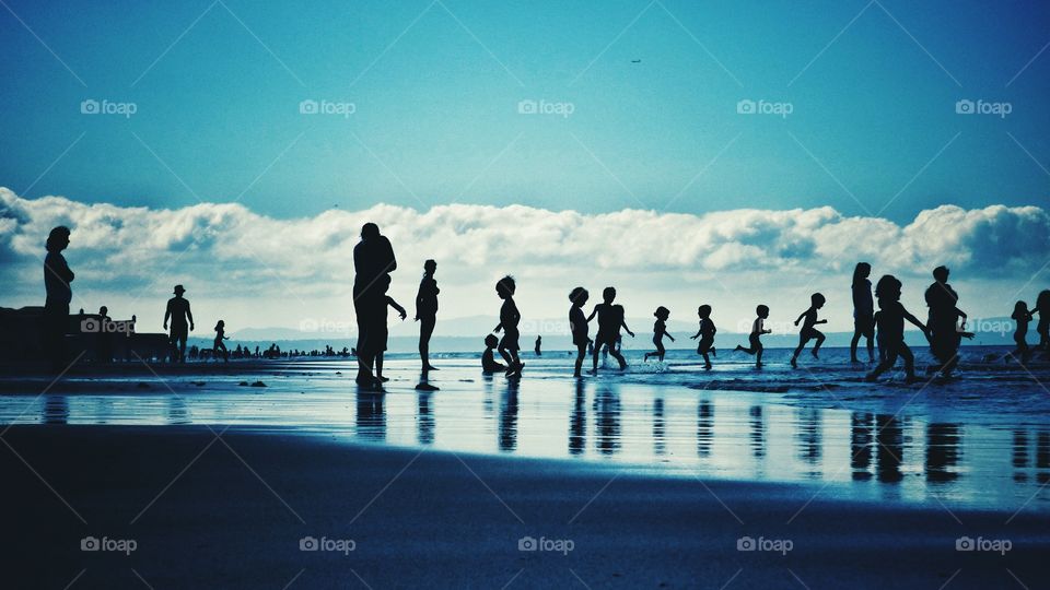 Beach people silhouette