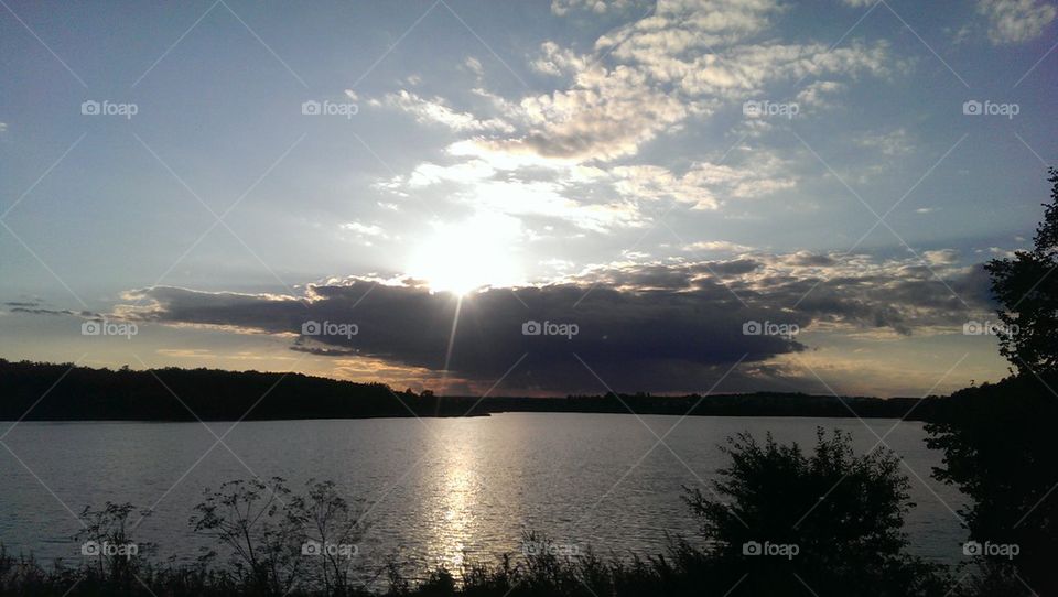 sunset over the lake