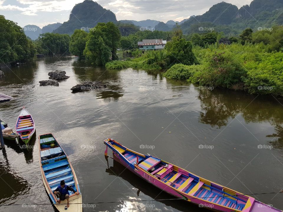 Boats in the river in Makassar