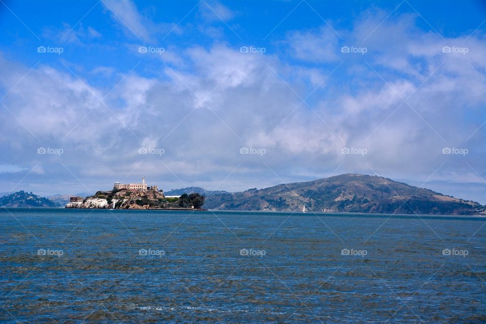 Alcatraz in the middle of San Francisco bay 