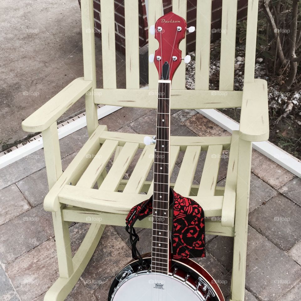 My Banjo. My banjo and Rocking Chair on my sunny Porch.