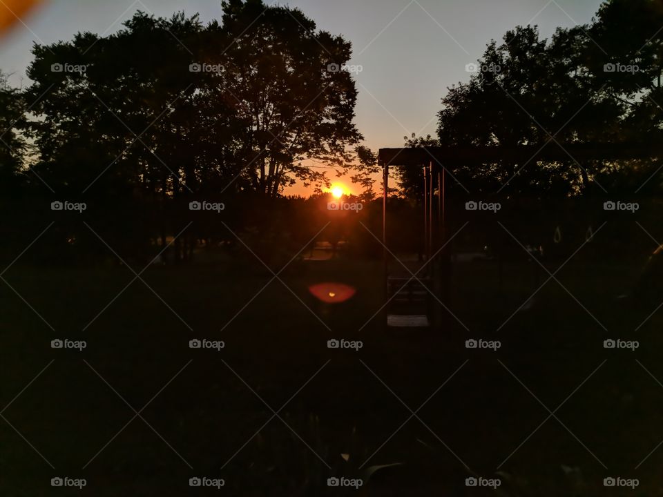 Dusk sunset in Amish Country, Pennsylvania back yard