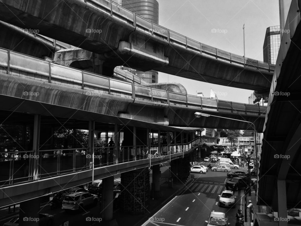 Modern bridge and road in city