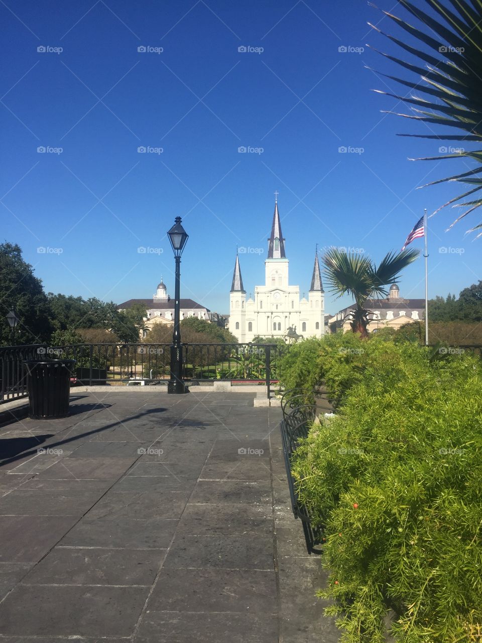 A distant morning view of Jackson Square in New Orleans