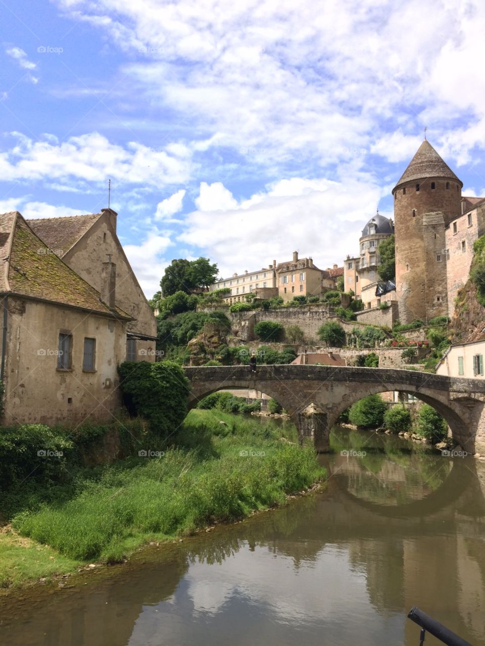 Bridge in France. Walking tour. 