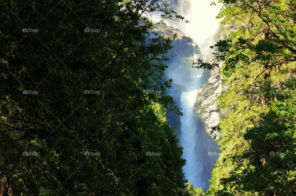 Waterfall between the mountains