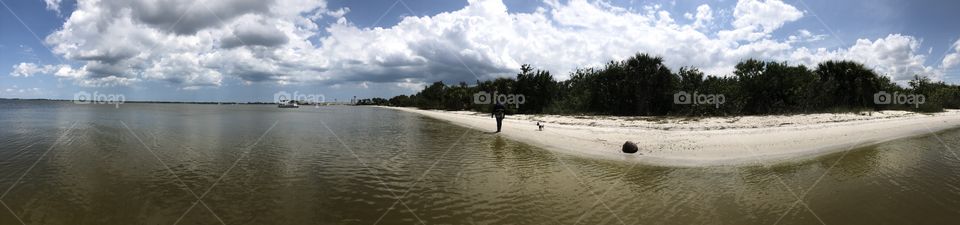Walking by the river with my little dog , Florida Life