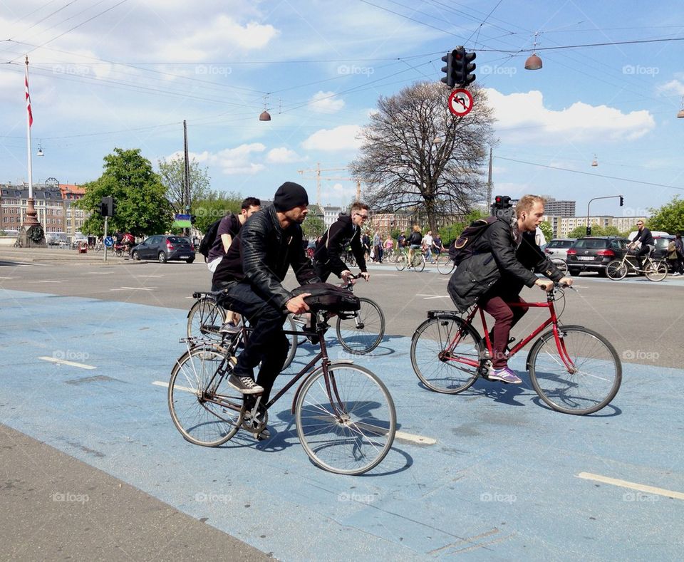 Biking in Copenhagen, Denmark.