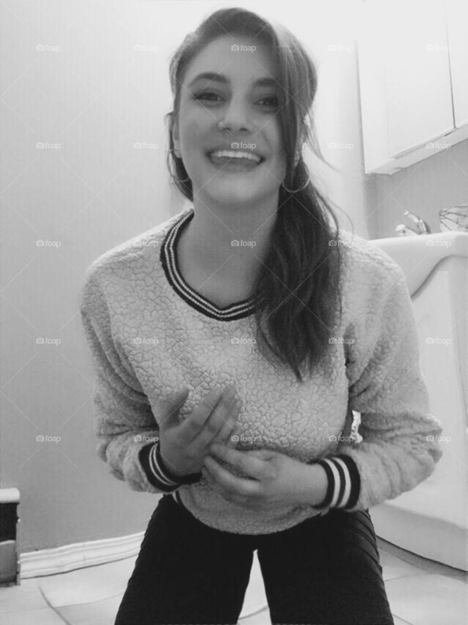Black and white laughing