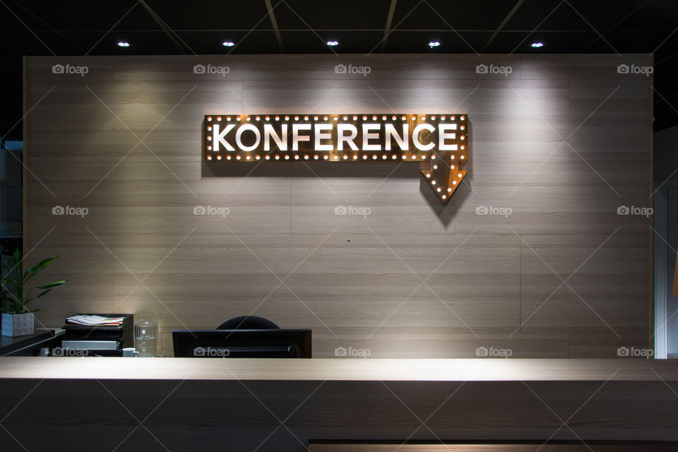 Konference sign at a hotel in Denmark.