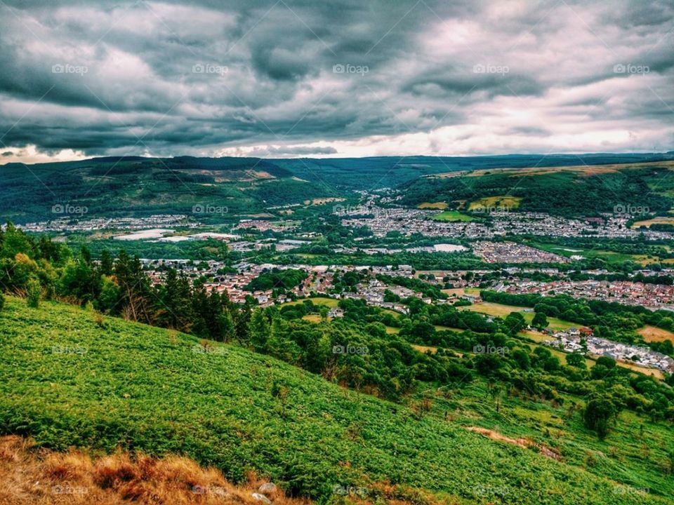 View overlooking Aberdare valley from Cwmbach mountain (August 2018)